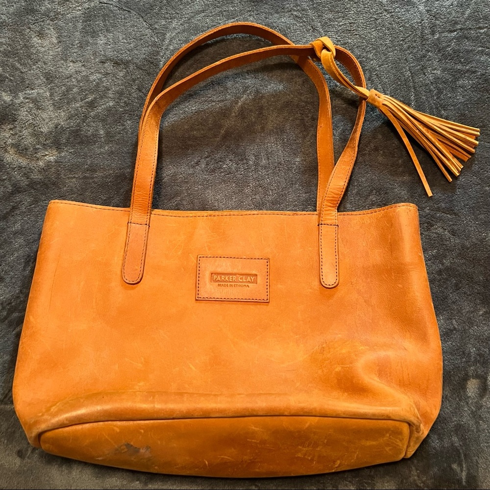 Parker Clay Leather Tote with Tassel